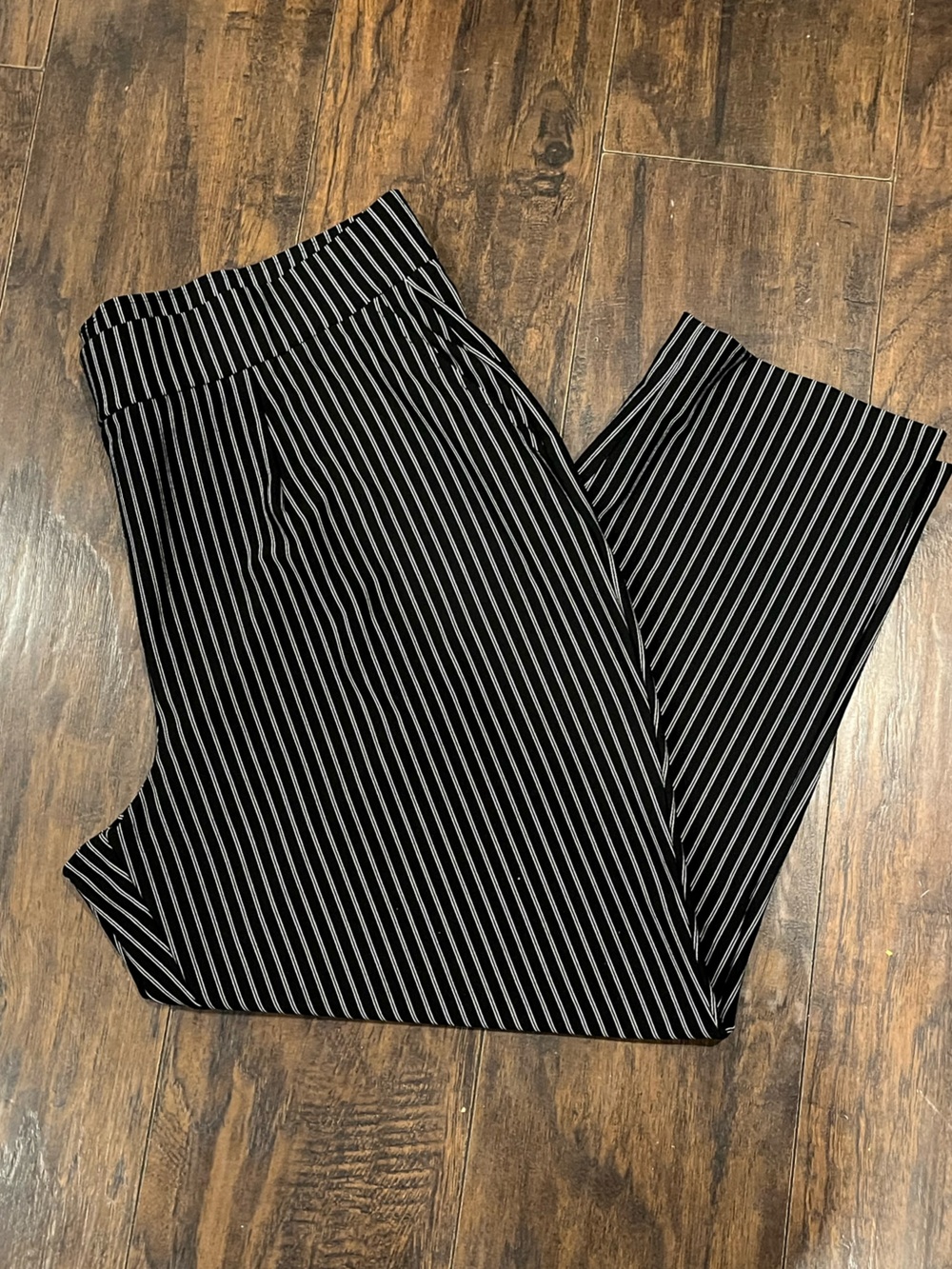 Hilary Radley Black and White Vertical Stripe Women’s Trousers